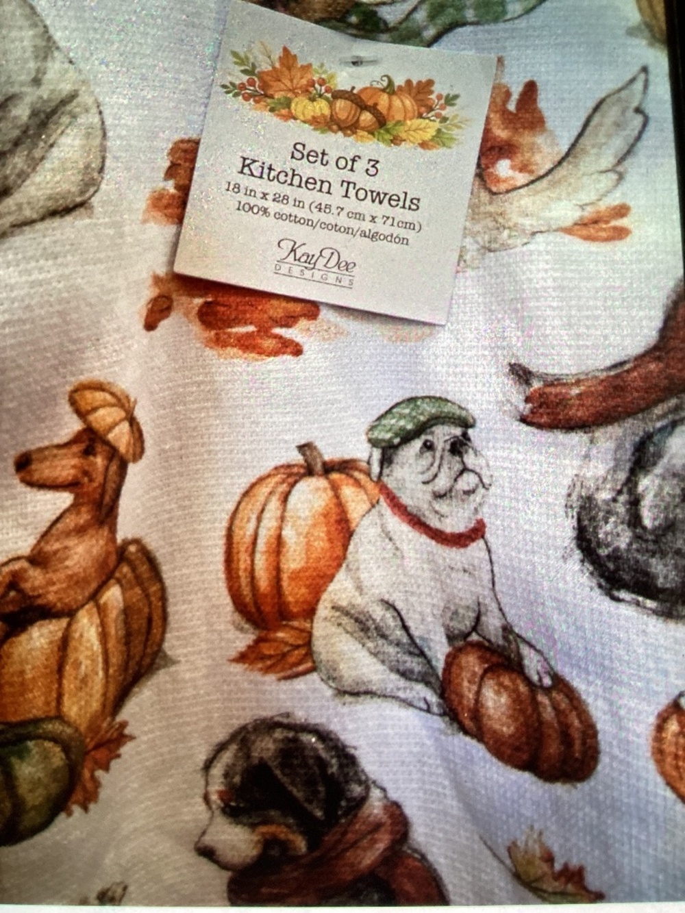 New Kay Dee Designs Autumn Kitchen Towel Set-3 pieces- doggies